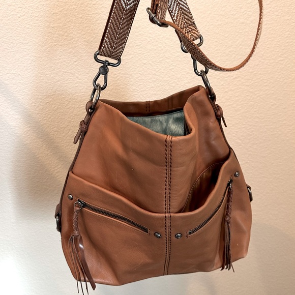 The Sak Bags The Sak Brown Leather Crossbody With Guitar Strap
